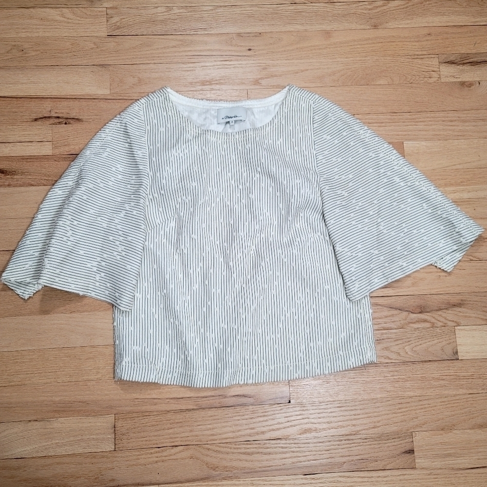 3.1 Philip Lim Ivory Boucle Striped Top Blouse